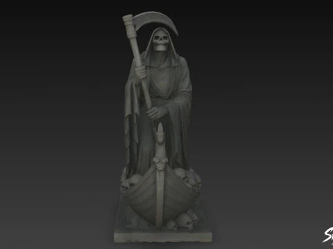 Death Reaper Statue Ferryman Pose 3D Model