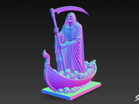Death Reaper Statue Ferryman Pose 3D Model