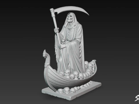 Death Reaper Statue Ferryman Pose 3D Model