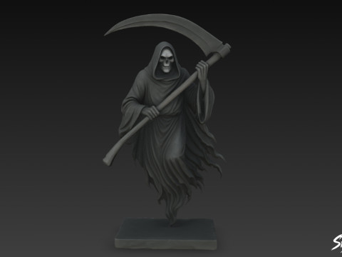 Pose flottante de la statue de la Faucheuse de la mort Modèle 3D