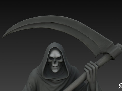 Pose flottante de la statue de la Faucheuse de la mort Modèle 3D