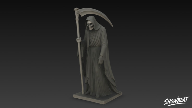 Death Reaper Standbeeld Rouw Pose 3D Model .c4d .max .obj .3ds .fbx .stl .blend