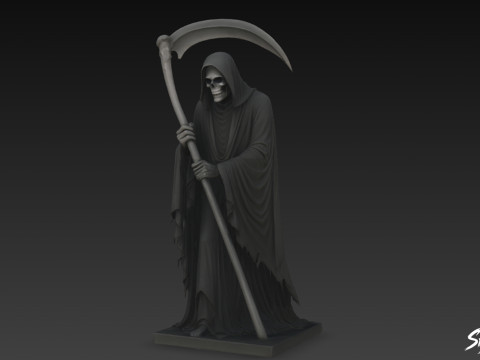 Pose Diam Patung Death Reaper Model 3D