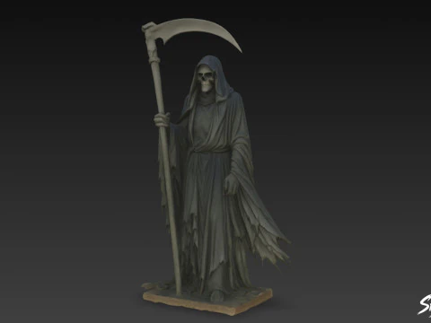 Statua del Mietitore della Morte in posa di guardia Modello 3D