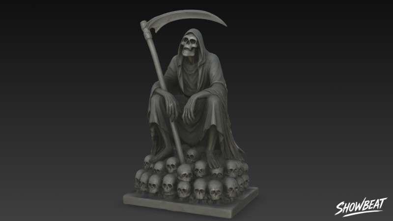 Death Reaper standbeeld troon pose 3D Model .c4d .max .obj .3ds .fbx .stl .blend 