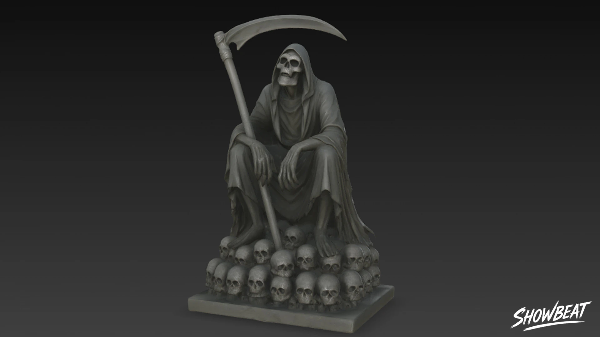 Death Reaper Statue Throne Pose 3D Model .c4d .max .obj .3ds .fbx .stl .blend 
