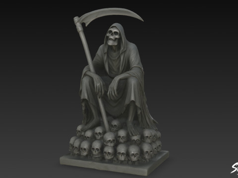 Death Reaper Statue Throne Pose 3D Modell