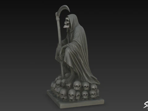 Death Reaper Statue Throne Pose 3D Model