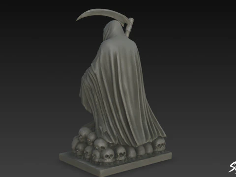 Death Reaper Statue Throne Pose 3D Model