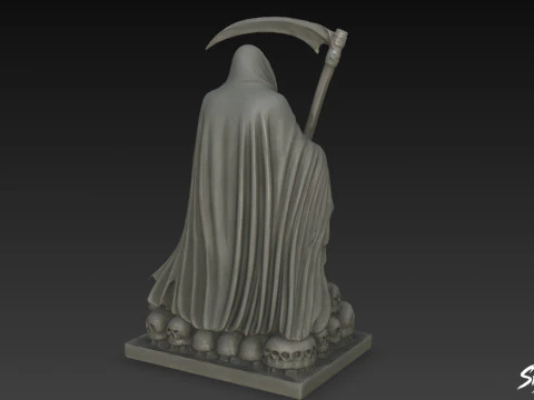 Death Reaper Statue Throne Pose 3D Model