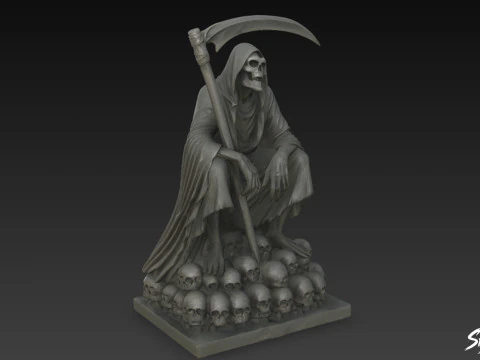 Death Reaper Statue Throne Pose 3D Model