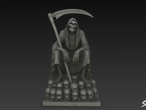 Death Reaper Statue Throne Pose 3D Model