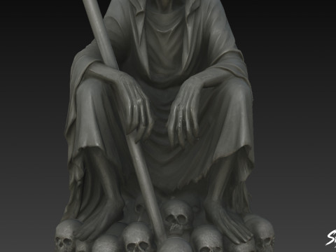Death Reaper standbeeld troon pose 3D Model