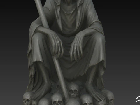 Death Reaper Statue Throne Pose 3D Model
