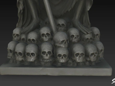 Death Reaper Statue Throne Pose 3D Model