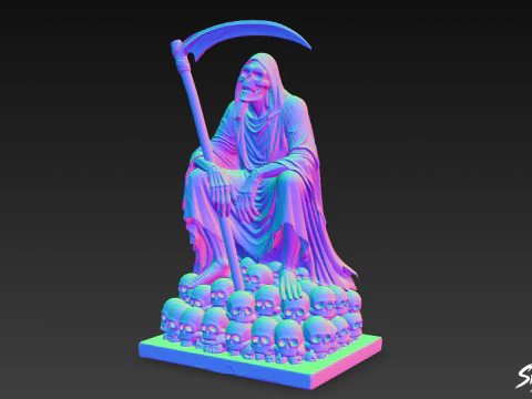 Death Reaper Statue Throne Pose 3D Model
