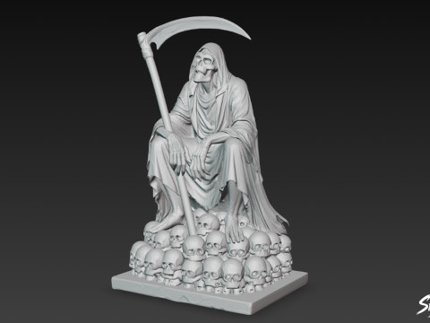 Death Reaper standbeeld troon pose 3D Model