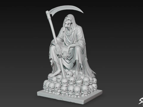 Death Reaper Statue Throne Pose 3D Model