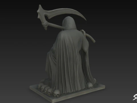 Death Reaper Statue Warlord Pose 3D Model