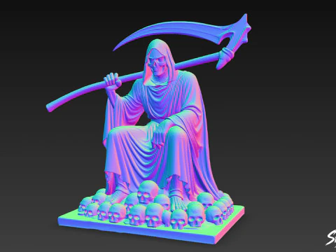 Death Reaper Statue Warlord Pose 3D Model