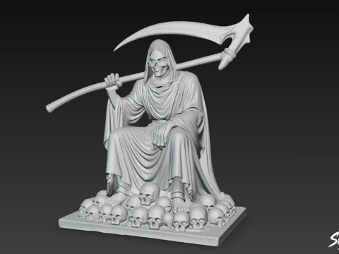 Death Reaper Statue Warlord Pose 3D Model