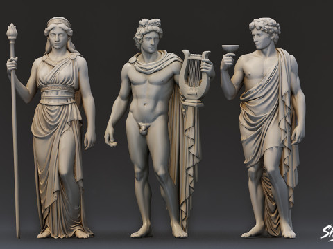 Pakiet posągów boga olimpijskiego Model 3D