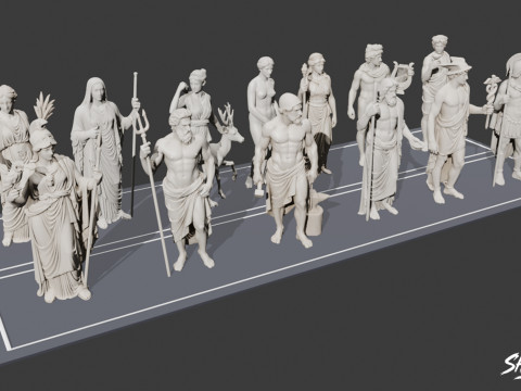 Pakiet posągów boga olimpijskiego Model 3D