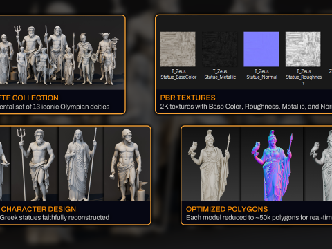Pakiet posągów boga olimpijskiego Model 3D