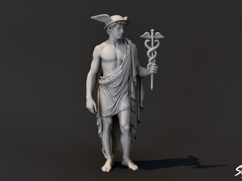 Klasik Kanatlı Haberci Heykeli 3D Model