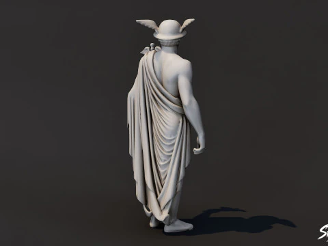 Classical Winged Herald Statue 3D Model