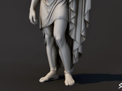 Classical Winged Herald Statue 3D Model
