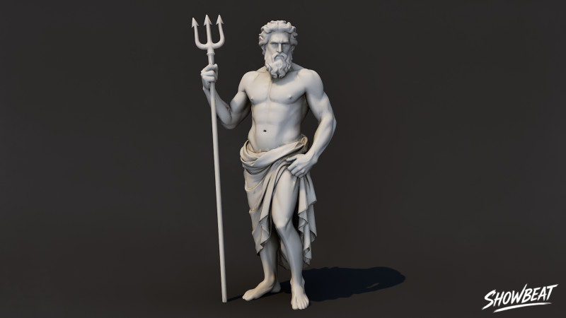 Poseidon Statue 3D Model .c4d .max .obj .3ds .fbx .stl .blend