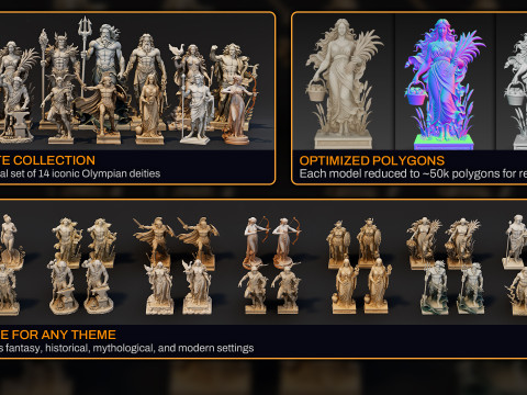 Ultimate Olympian God Statue Pack 3D Model