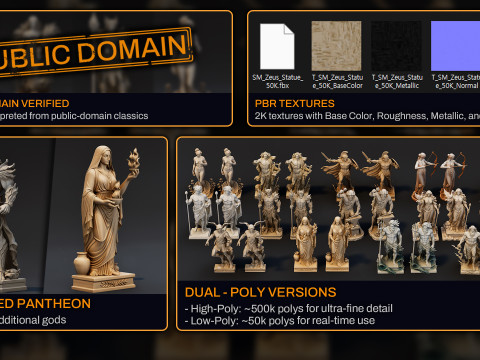Ultimate Olympian God Statue Pack 3D Model