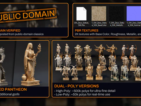 Ultimate Olympian God Statue Pack 3D Model