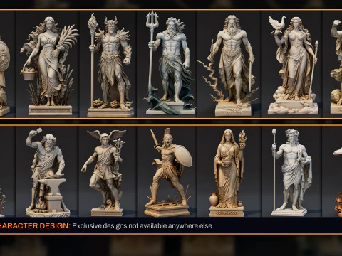 Ultimate Olympian God Statue Pack 3D Model