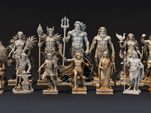 Ultimate Olympian God Statue Pack 3D Model