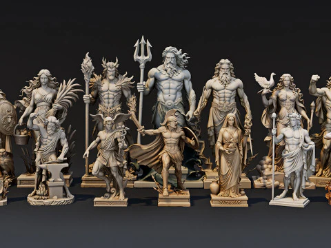 Ultimate Olympian God Statue Pack 3D Model