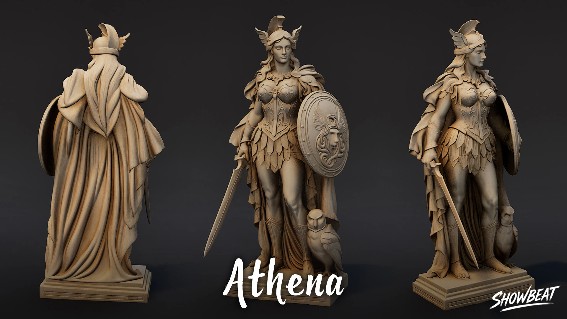 Athena Statue 3D Model .c4d .max .obj .3ds .fbx .stl .blend 