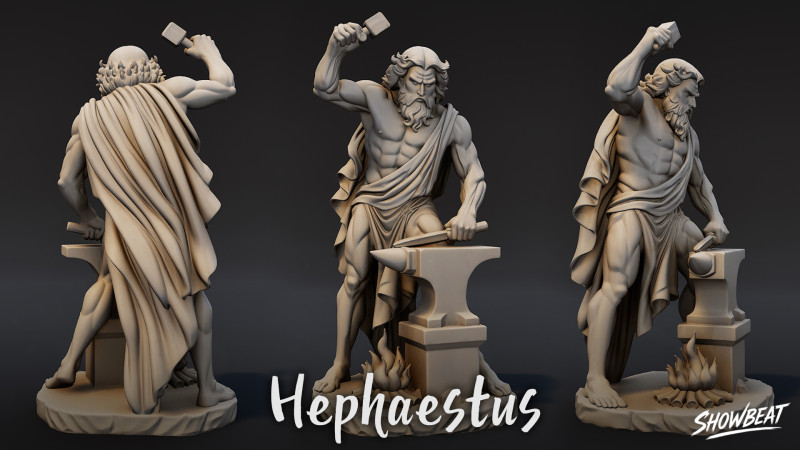 Hephaistos-Statue 3D Modell .c4d .max .obj .3ds .fbx .stl .blend 