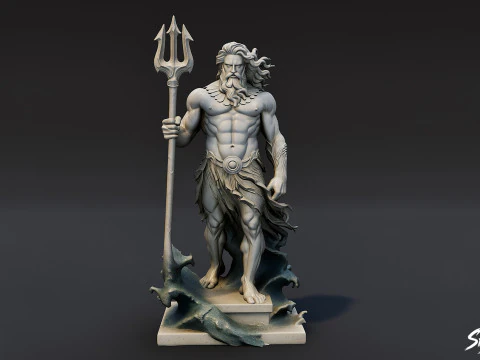 Estatua de Poseid&oacute;n Modelo 3D