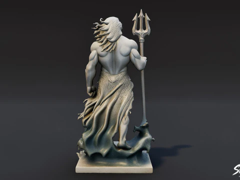 Estatua de Poseid&oacute;n Modelo 3D