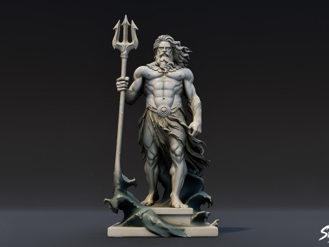 ポセイドン像 3Dモデル