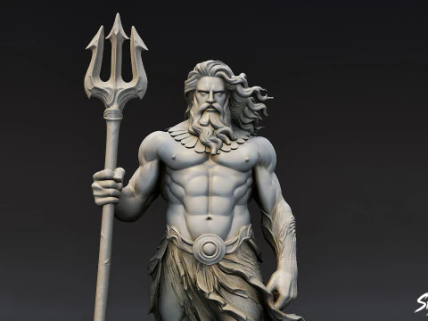 Estatua de Poseid&oacute;n Modelo 3D