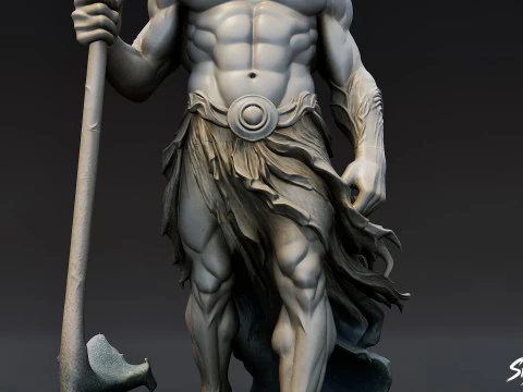 Estatua de Poseid&oacute;n Modelo 3D