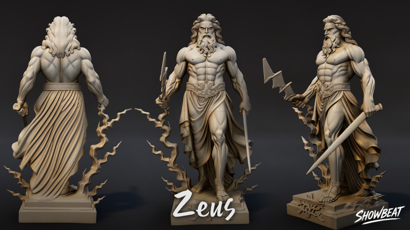 Zeus Statue 3D Model .c4d .max .obj .3ds .fbx .stl .blend 