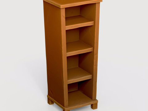 Stylized wooden used shelf cabinet 3D मॉडल