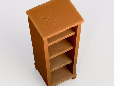 Stylized wooden used shelf cabinet 3D Model