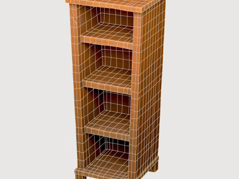 स्टाइलिश लकड़ी का प्रयुक्त शेल्फ कैबिनेट 3D मॉडल