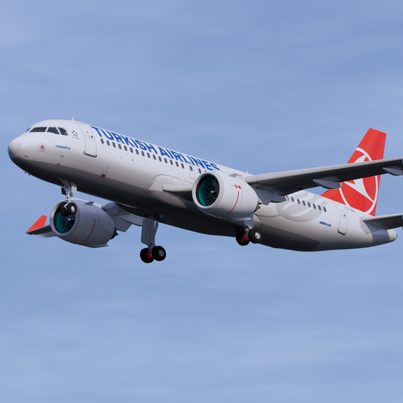 Turkish Airlines A320 3D 模型 .c4d .max .obj .3ds .fbx .stl .blend